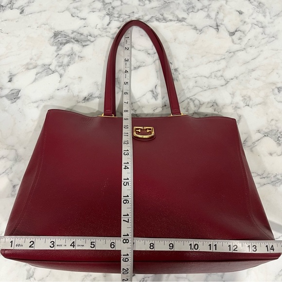 Furla Belvedere Leather Tote Shoulder Bag Red Structured Leather $378 - Picture 6 of 16